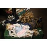 A BOX OF PORCELAIN HEADED COLLECTORS DOLLS