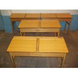 FOUR BEECH WOODEN VINTAGE SCHOOL DESKS