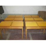 SIX BEECH VINTAGE DOUBLE SCHOOL DESKS