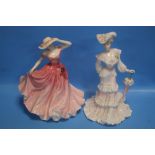 A ROYAL DOULTON FIGURINES "ELLEN" AND A A COALPORT FIGURINE "LADY ALICE"