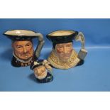 THREE ROYAL DOULTON CHARACTER JUGS TO INCLUDE SIR THOMAS MORE, HENRY VIII, AND OLD SALT