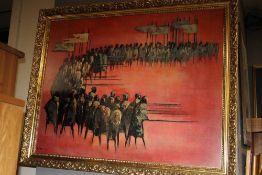 A GILT FRAMED DEBORAH JONES PRINT, "MARCH OF THE KINGS" 102 CM X 82 CM