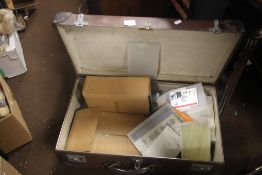 A SUITCASE CONTAINING A QUANTITY OF STAMPS ETC