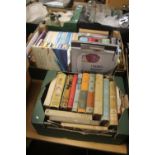 TWO TRAYS OF BOOKS TO INCLUDE AGATHA CHRISTIE, VINTAGE CHILDREN'S BOOKS ETC