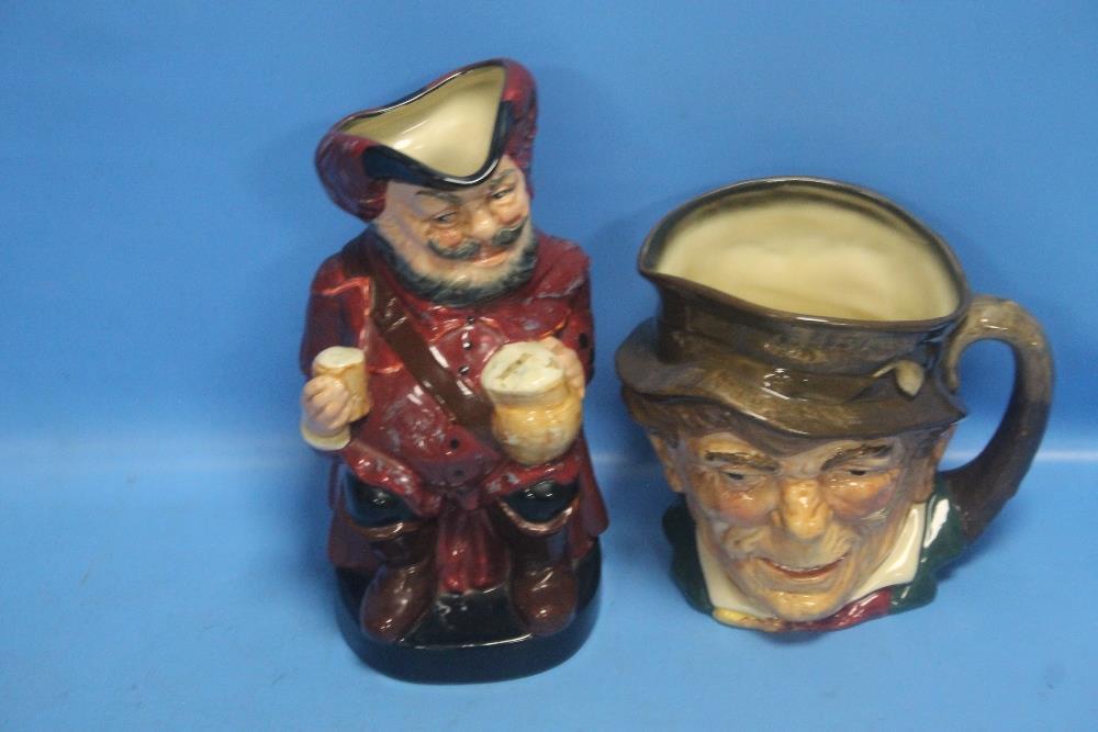 A ROYAL DOULTON CHARACTER JUG TOGETHER WITH A ROYAL DOULTON TOBY JUG