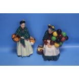 TWO ROYAL DOULTON FIGURINES "THE OLD BALLOON SELLER, AND THE ORANGE LADY"