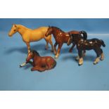 THREE BESWICK HORSES AND UNMARKED EXAMPLE