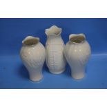 THREE BELLEEK VASES