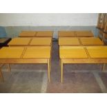 SIX BEECH WOODEN VINTAGE DOUBLE SCHOOL DESKS