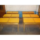 SIX BEECH WOOD VINTAGE DOUBLE SCHOOL DESKS