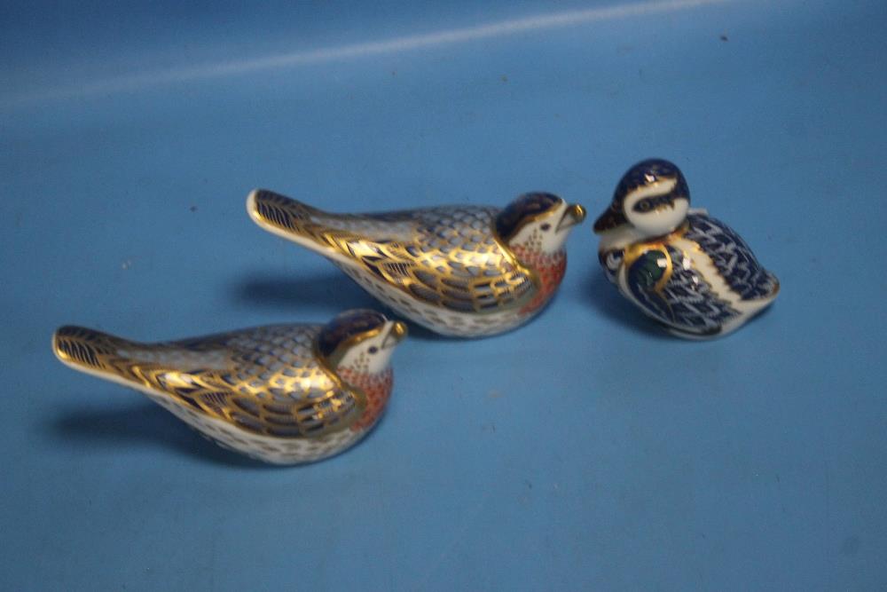 THREE ROYAL CROWN DERBY BIRD ORNAMENTS