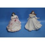 TWO ROYAL WORCESTER FIGURINES "BRIDESMAID AND THANK YOU"