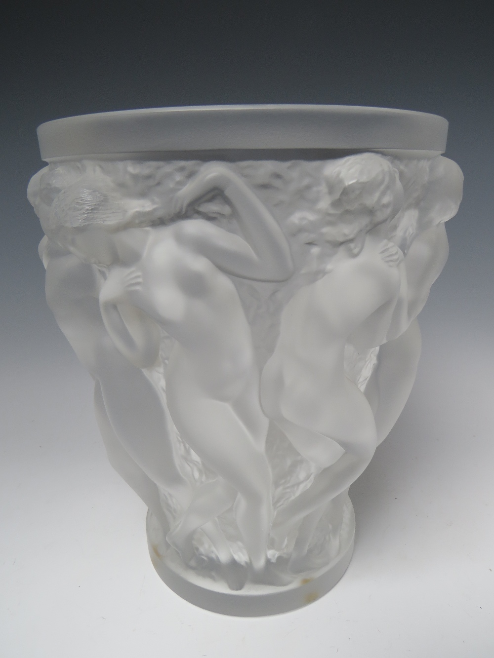 RENÉ LALIQUE (1860-1945). CRYSTAL FROSTED GLASS LARGE BACCHANTES PATTERN VASE, engraved marks to - Image 2 of 4