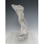 RENÉ LALIQUE (1860-1945). CRYSTAL FROSTED & CLEAR GLASS DANS NUDE DANCER FIGURINE, engraved marks to