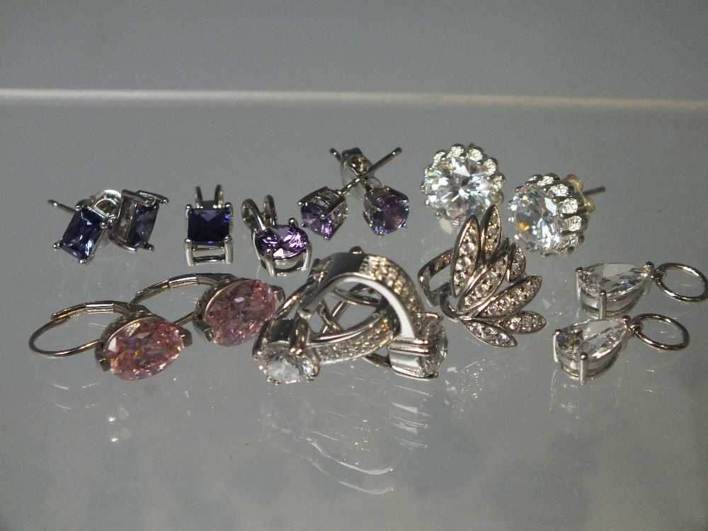 A COLLECTION OF MODERN SILVER EARRINGS, to include QVC Diamonique examples (Approx 45) - Image 4 of 8