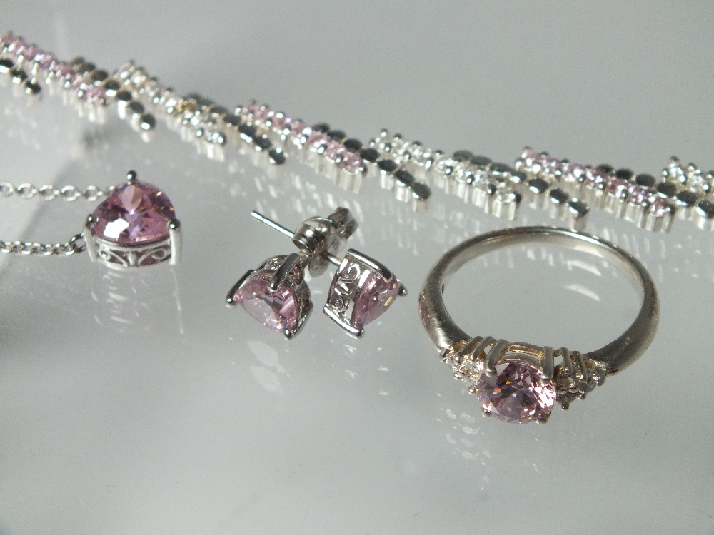 THREE MODERN SILVER GEMSET JEWELLERY SETS, to include QVC Diamonique examples - Image 2 of 5