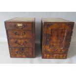 A VINTAGE JAPANESE PARQUETRY TABLE TOP CABINET, having an arrangement of four drawers, H 26 cm, W 18