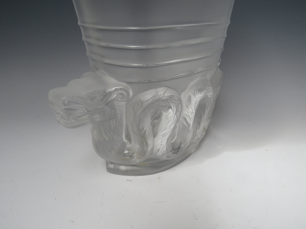 RENÉ LALIQUE (1860-1945). CRYSTAL FROSTED GLASS AZTEC PATTERN VASE, engraved marks to base with - Image 3 of 5