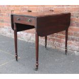 A GILLOWS OF LANCASTER MAHOGANY PEMBROKE TABLE, the single frieze drawer bearing the stamp, raised