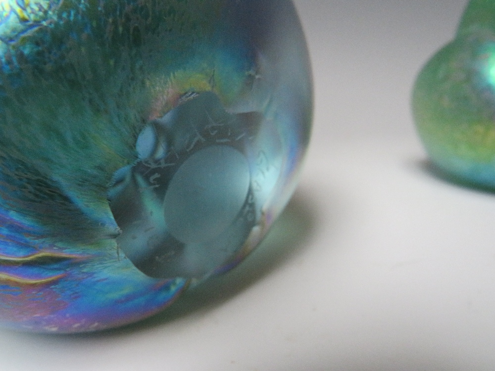 JOHN DITCHFIELD FOR GLASFORM - A SET OF THREE IRIDESCENT GLASS GRADUATED SEATED FROG PAPERWEIGHTS, - Image 4 of 8