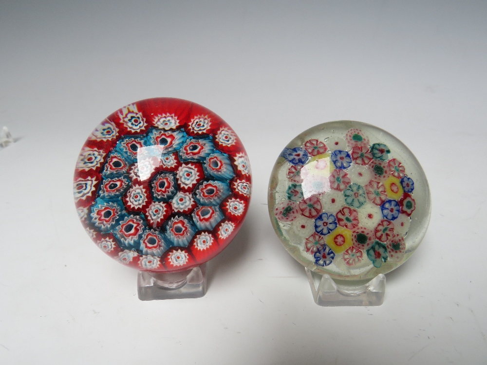 THREE PERTHSHIRE MILLEFIORI STUDIO GLASS PAPERWEIGHTS, largest Dia 6.5 cm, together with two further - Image 7 of 8