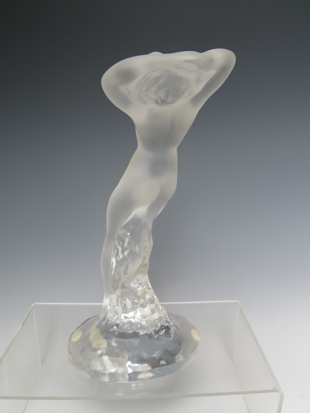 RENÉ LALIQUE (1860-1945). CRYSTAL FROSTED & CLEAR GLASS DANS NUDE DANCER FIGURINE, engraved marks to - Image 3 of 5