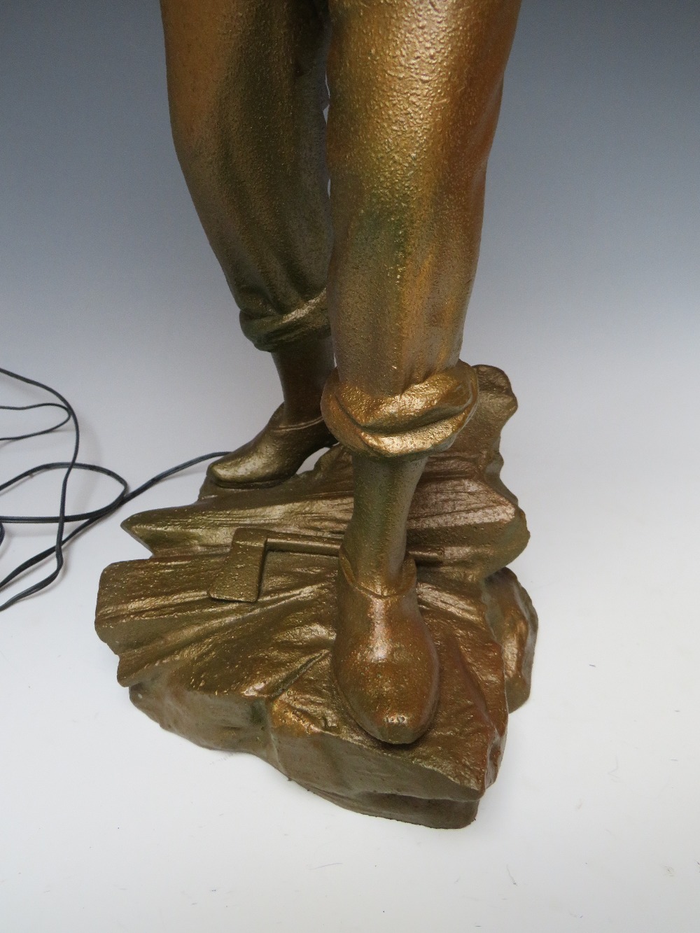 A LARGE SPELTER FIGURE OF A MINER WITH LAMP, the lamp fitted with later LED bulb, H 53 cmCondition - Image 5 of 8