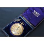 A HALLMARKED 18 CARAT GOLD MANUAL WIND OPEN FACED POCKET WATCH, signed R C Marsh with matching box