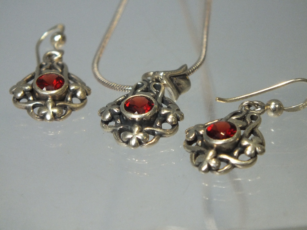 A COLLECTION OF SIX MODERN SILVER PENDANT AND EARRINGS JEWELLERY SETS, to include QVC Diamonique - Image 8 of 8