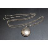 A HALLMARKED SILVER PENDANT MIRRORED COMPACT BY ZIMMERMANN, with powder puff, on unmarked white