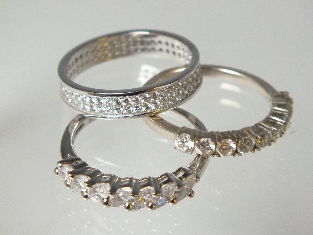 A COLLECTION OF TWELVE SILVER AND CZ DRESS RINGS, mostly QVC Diamonique examples. various designs - Image 4 of 5