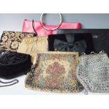A COLLECTION OF VINTAGE LADIES BAGS ETC., various styles and periods to include embroidered,