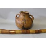 A LARGE PAPUA NEW GUINEA BAMBOO SMOKING PIPE WITH ENGRAVED DESIGNS, (Provenance: Ex Dr. Leonhard