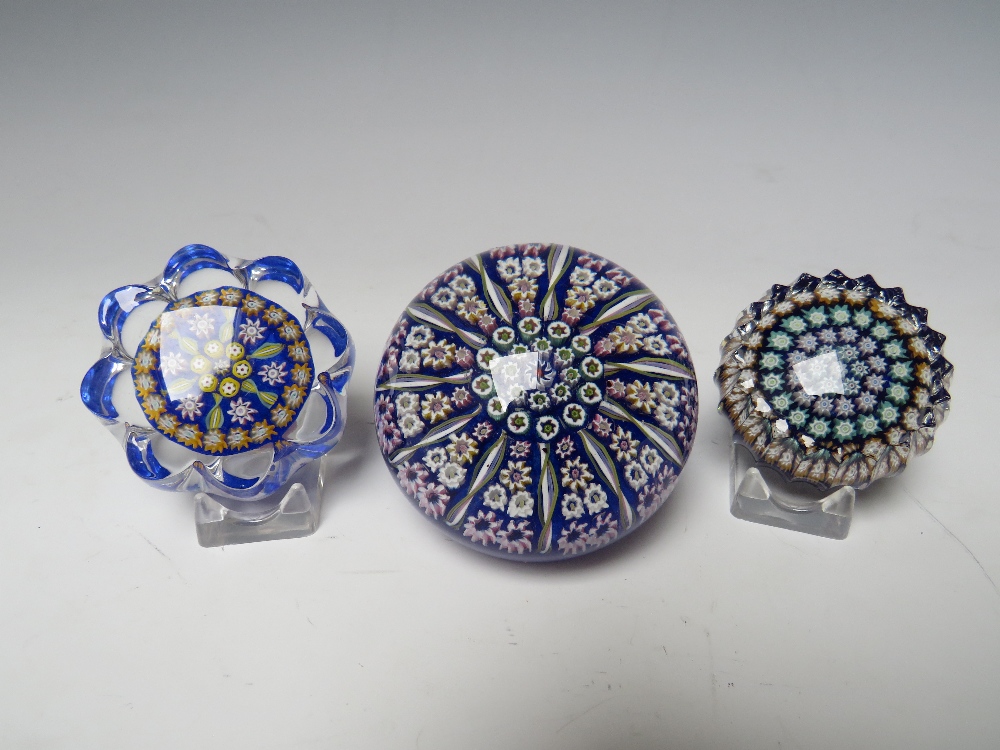 THREE PERTHSHIRE MILLEFIORI STUDIO GLASS PAPERWEIGHTS, largest Dia 6.5 cm, together with two further - Image 3 of 8