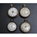 FOUR ANTIQUE ASSORTED POCKET WATCHES - SPARES OR REPAIRS - TO INCLUDE A DEER SCOTLAND SIGNED