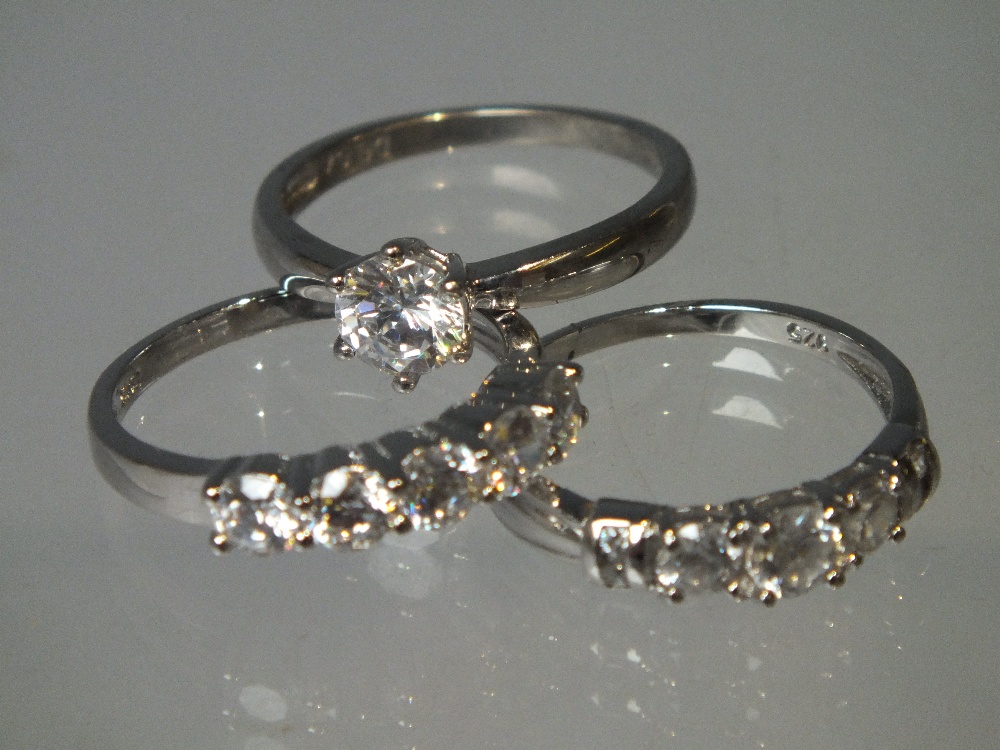 A COLLECTION OF TWELVE SILVER AND CZ DRESS RINGS, mostly QVC Diamonique examples. various designs - Image 3 of 5