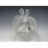 RENÉ LALIQUE (1860-1945). CRYSTAL FROSTED GLASS ARIANE DOVES FIGURINE, model 11638, engraved marks