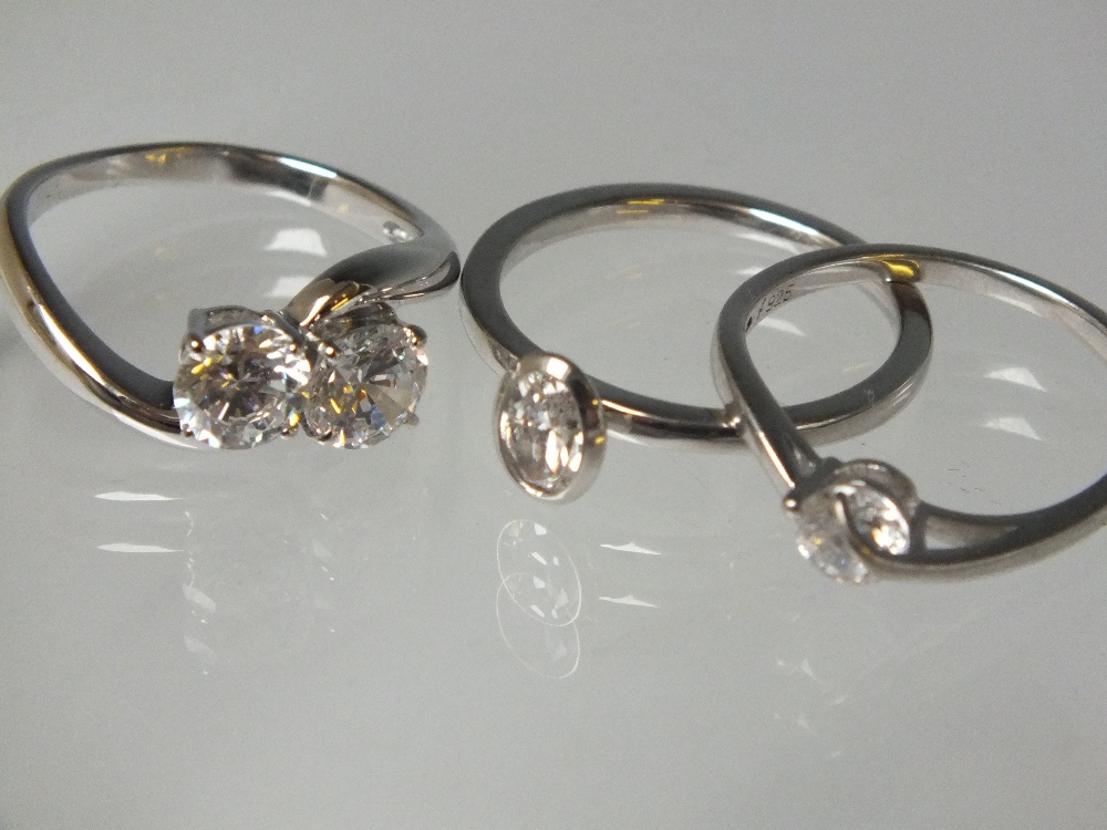 A COLLECTION OF TWELVE SILVER AND CZ DRESS RINGS, mostly QVC Diamonique examples. various designs - Image 5 of 5