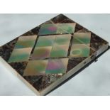 A VICTORIAN MOTHER OF PEARL AND ABALONE CARD CASE, 10 x 7.6 x 1 cm