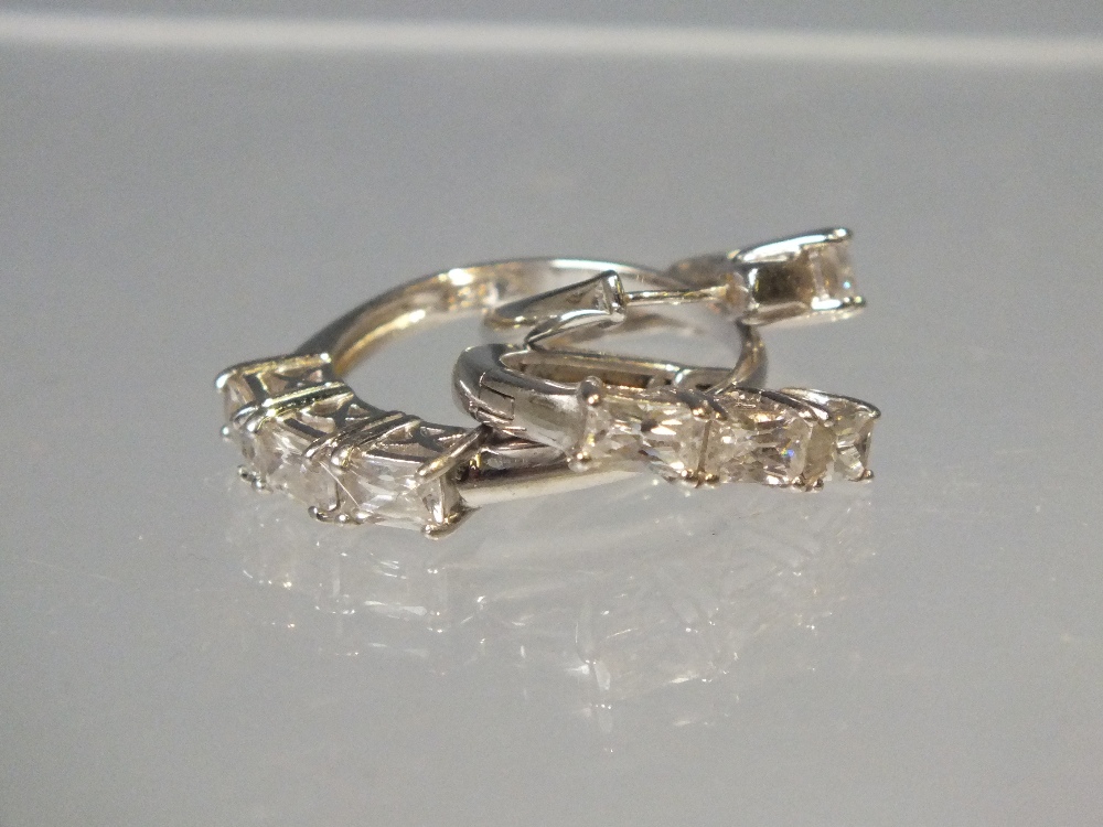 THREE PAIRS OF SILVER AND CZ EARRINGS TOGETHER WITH MATCHING RINGS, mostly QVC Diamonique - Image 5 of 5