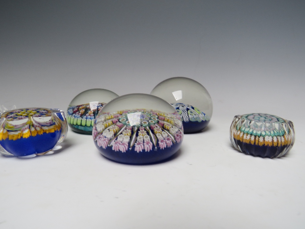 THREE PERTHSHIRE MILLEFIORI STUDIO GLASS PAPERWEIGHTS, largest Dia 6.5 cm, together with two further - Image 6 of 8