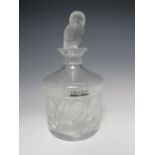 RENÉ LALIQUE (1860-1945). CRYSTAL FROSTED AND CLEAR GLASS 'HULOTTE' OWL PATTERN DECANTER, engraved