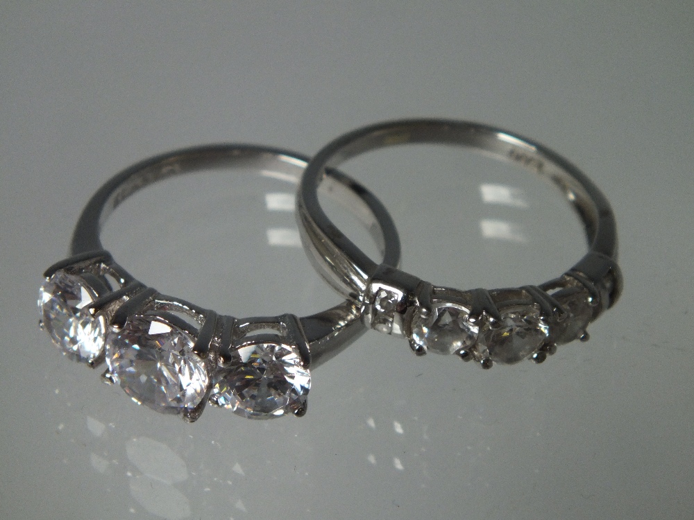 A COLLECTION OF TWELVE SILVER AND CZ DRESS RINGS, mostly QVC Diamonique examples. various designs - Image 4 of 6