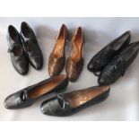 FOUR PAIRS OF VINTAGE 1940S / 1950S LADIES LEATHER SHOES, to include a pair of 'Mary Jane' style
