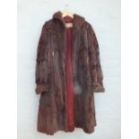 A VINTAGE FUR SHRUG WITH FRONT POCKETS, together with a vintage fur stole, both fully lined, plus