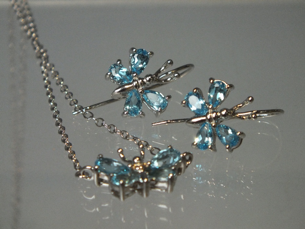 A COLLECTION OF SIX MODERN SILVER PENDANT AND EARRINGS JEWELLERY SETS, to include QVC Diamonique - Image 6 of 8