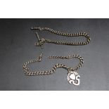 TWO SILVER GRADUATED WATCH CHAINS, one with a silver fob dated 1903/4 attached, approx combined