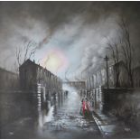 BOB BARKER (XX). 'Vespa Moon', signed lower right, No 1/195, giclee on canvas, framed, 60 x 60 cm