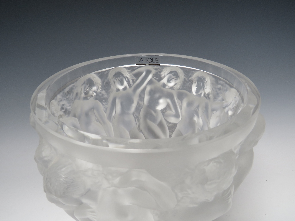RENÉ LALIQUE (1860-1945). CRYSTAL FROSTED GLASS LARGE BACCHANTES PATTERN VASE, engraved marks to - Image 3 of 4