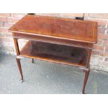 A LATE 19TH / EARLY 20TH CENTURY 'EDWARDS & ROBERTS' MAHOGANY INLAID TWO TIER SIDE TABLE, inlaid